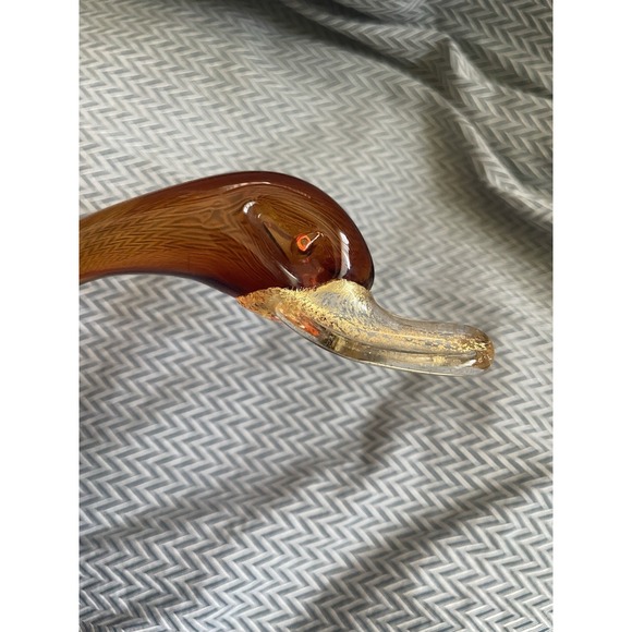 Vintage Murano Art Glass Duck 7.5"  Amber Glass - Picture 11 of 15